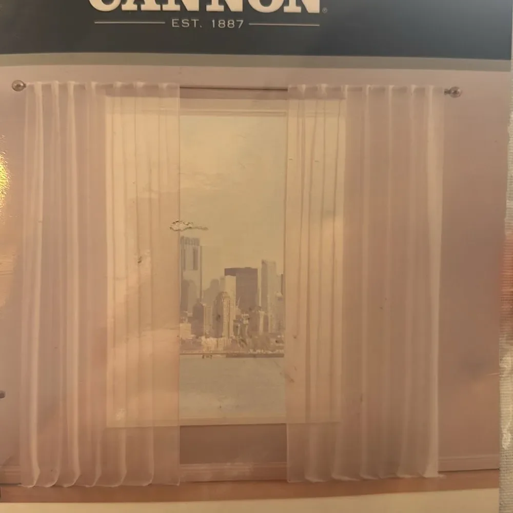 Cannon Curtains White Window Panel Pair Rod Pocket Back Tabs 50”W x 96”L NEW